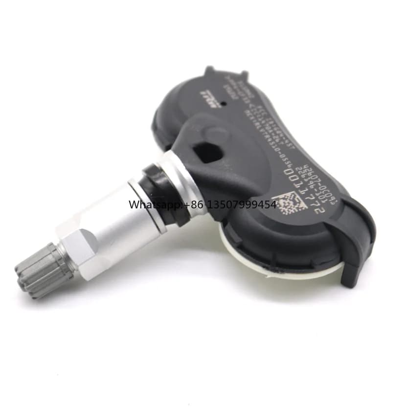 TPMS 315MHz tire pressure sensor model 42607-0C091 featuring a durable black sensor housing and silver valve stem.