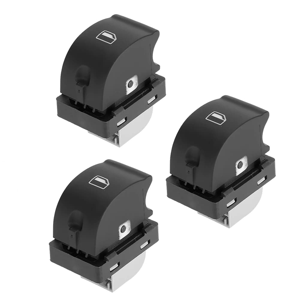 Three black electric rearview mirror switch buttons for Audi and Seat vehicles
